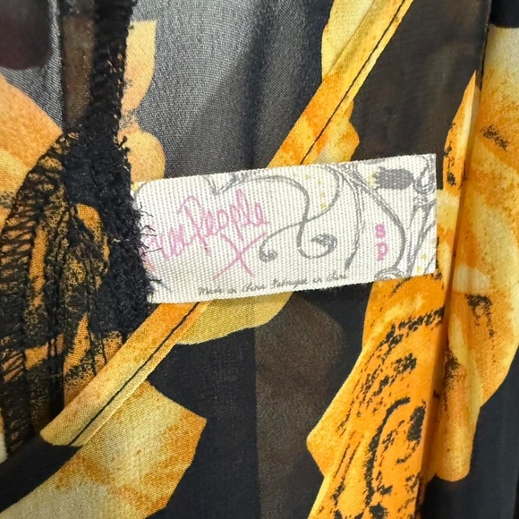 Free People Black and Yellow Floral sheer dress - Picture 4 of 4